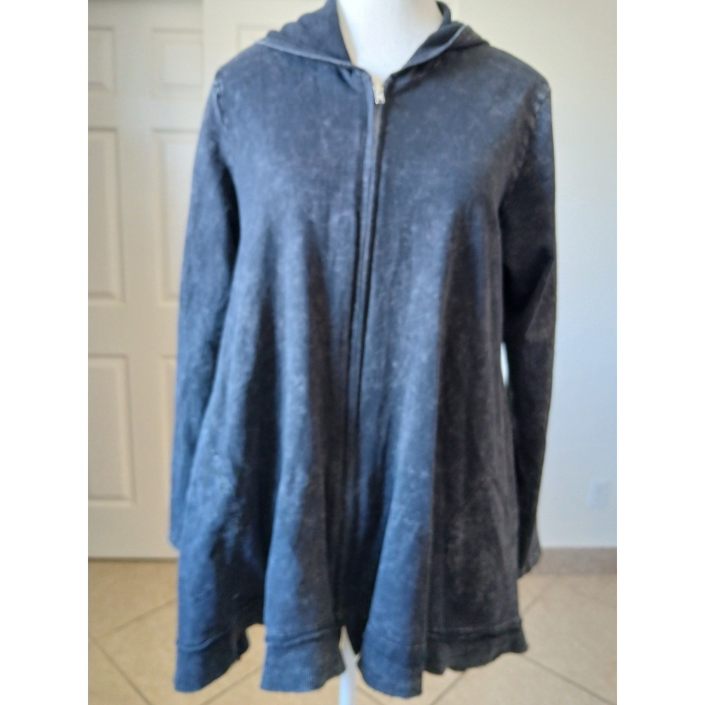 Women's Washed Black Zip-Up Hoodie